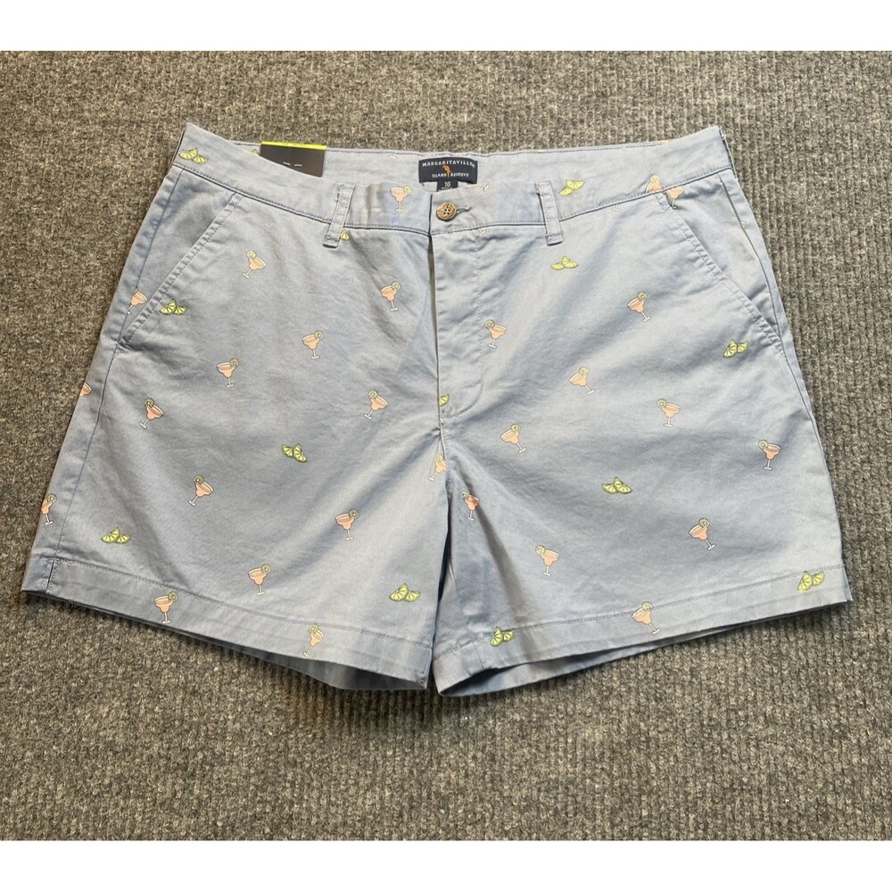 Margaritaville Shorts Women Size 16 Blue Stonewash Canvas Margaritas/Lime Print